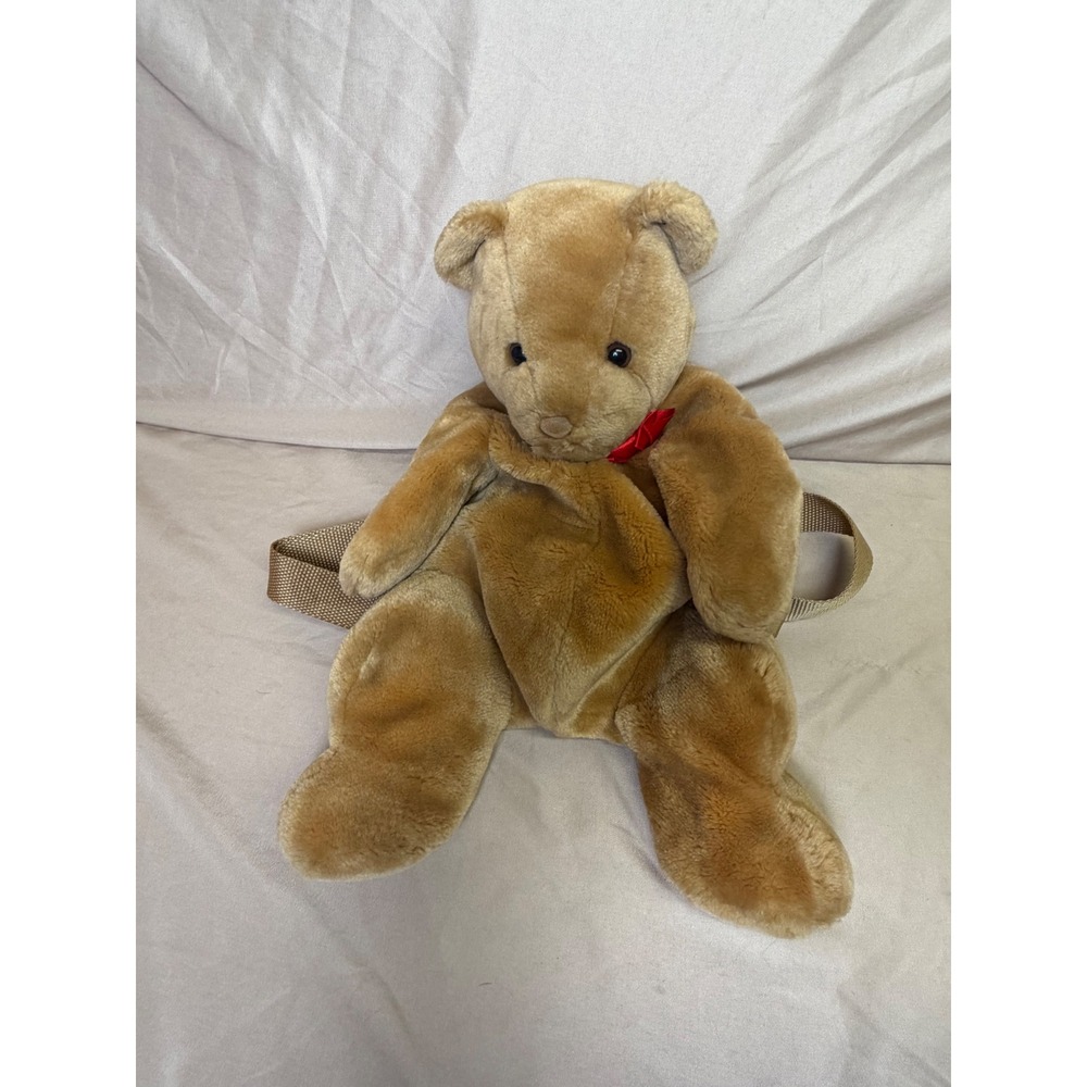 Vintage Dan Dee Teddy Bear Plush Backpack Brown Stuffed Animal Book Bag 1990 Y2K